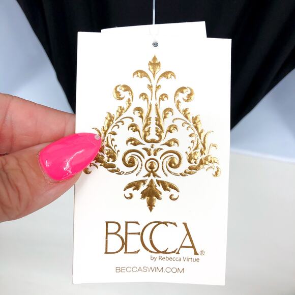 BECCA Standard Color Code Plunge Neck One Piece Swimsuit Medium Black NWT - Picture 10 of 13